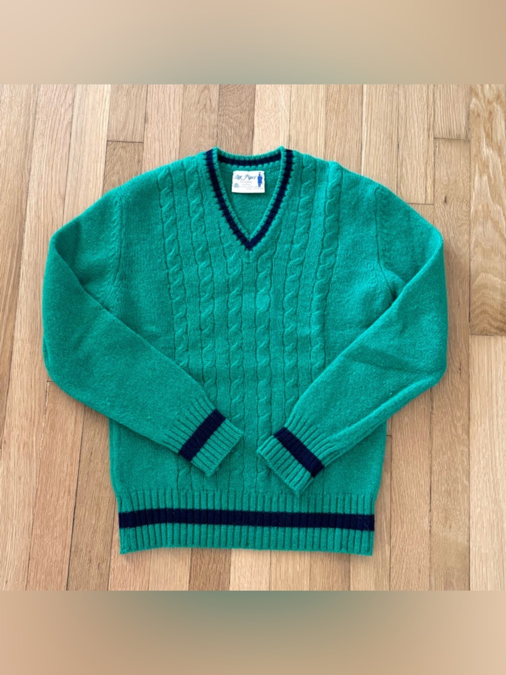 Vintage 100% Wool Sweater Cable Knit Pure New Wool 36 The Piper Portugal 1970s